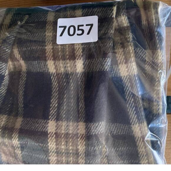 Brown Plaid Rectangle Scarf Acrylic 8" x 60" - Picture 5 of 5